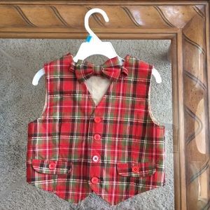 Boy’s 24M Festive Vest w/ Bow Tie